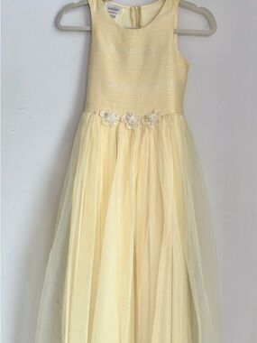 Bonnie Jean Pale Yellow Tulle Flower Waist Girls' Formal Dress